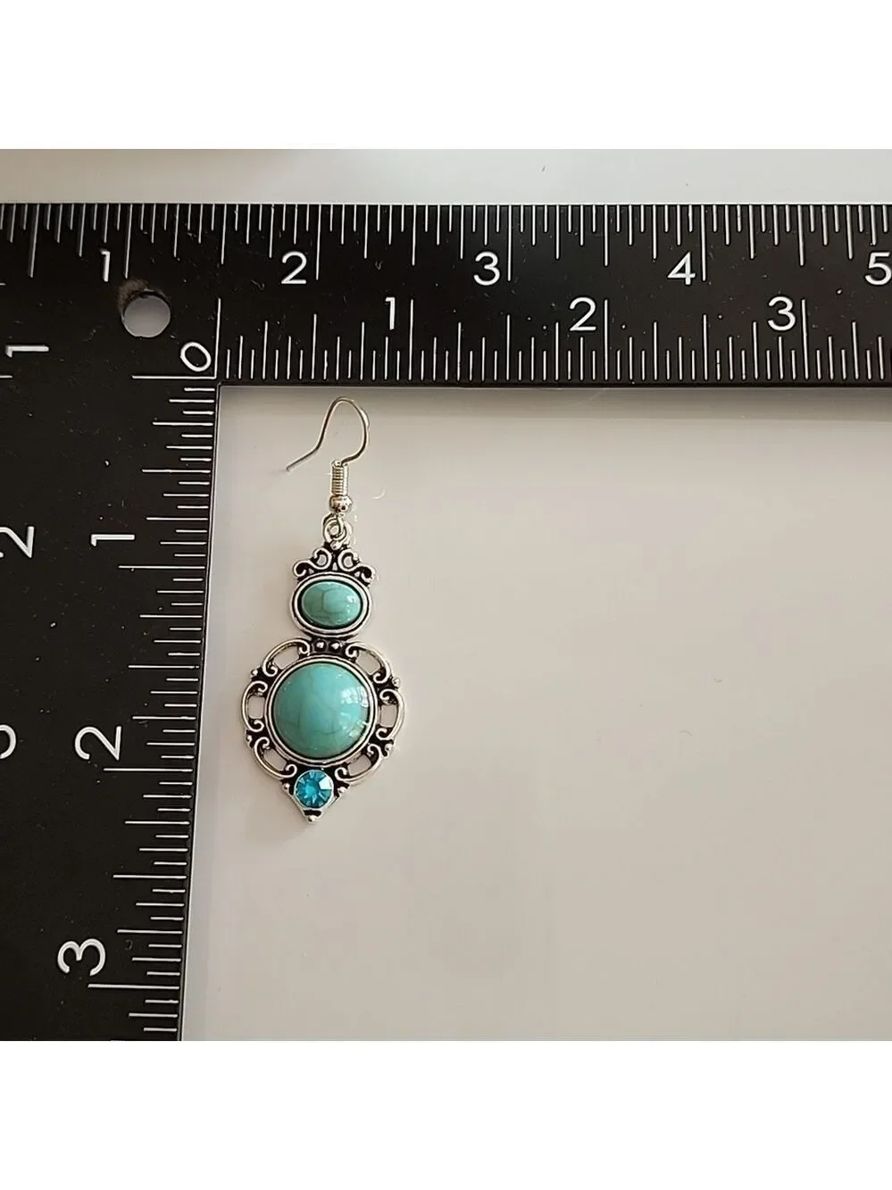 Southwest Boho  Simulated Turqioise and Silver dangle earrings EP
